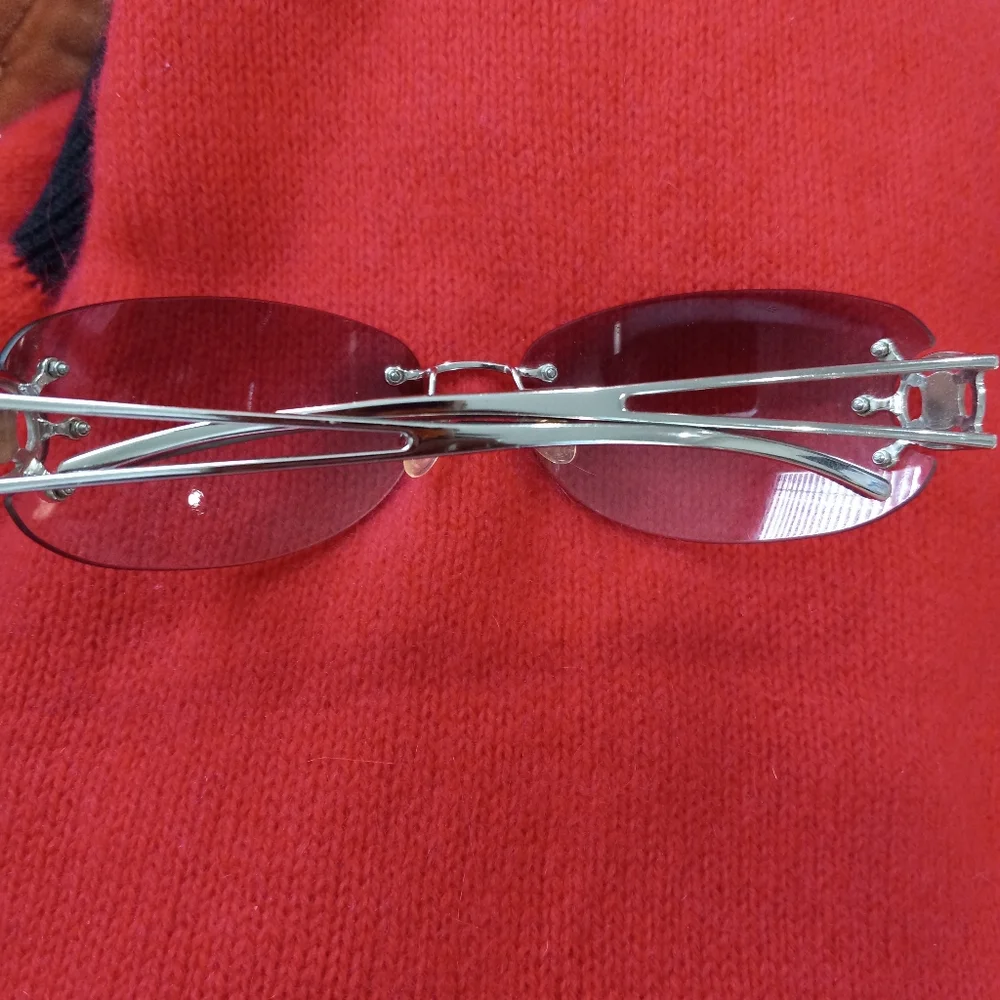 Celine Rimless Sunglasses with Light Blue Gradient Lenses and Silver Temples